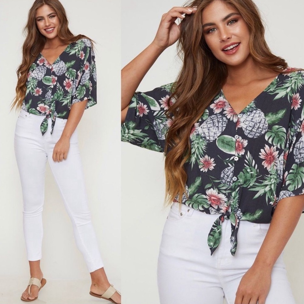 Tropical pineapple print top - Picture 7 of 7